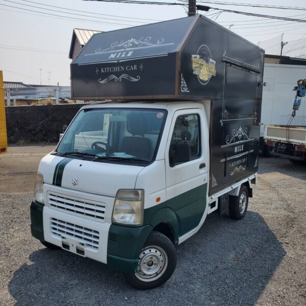 ID:80@平成24年 スズキ キャリイ キッチンカー 移動販売車 シンク、冷蔵庫、跳ね上げ販売口